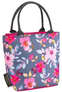 Gardenia Grey Floral Insulated Lunch Tote Grey, Pink and Green