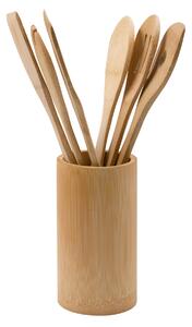Dunelm Bamboo Utensil Set with Pot Brown