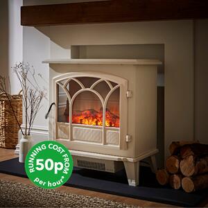 Dunelm 1850W Free-Standing Off-White Stove Effect Heater, 36cm x 64cm x 67cm White