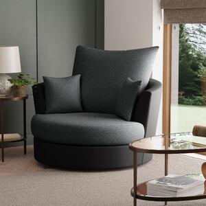 Blake Soft Faux Leather Combo Swivel Chair Grey