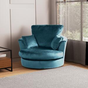 Blake Soft Velvet Swivel Chair Blue