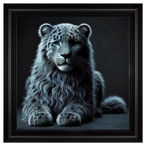 Hankinson Grey Leopard Cub Wall Art In Black Frame