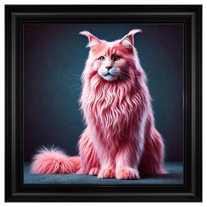 Hankinson Pink Maine Coon Cat Wall Art In Black Frame