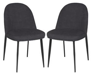 Vacaville Dark Grey Velvet Fabric Dining Chairs In Pair