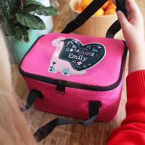 Personalised "Be Roarsome" Pink Dinosaur Lunch Bag Pink