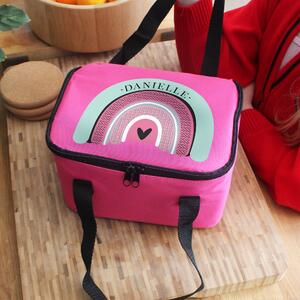 Personalised Rainbow Pink Lunch Bag Pink