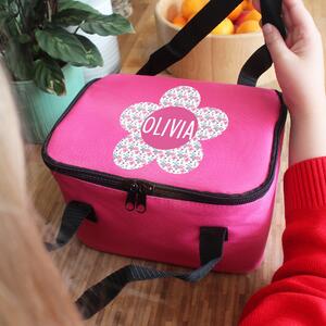 Personalised Flower Pink Lunch Bag Pink