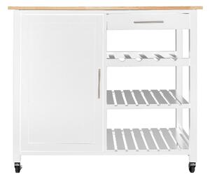 Double White Claude Kitchen Trolley White and Brown