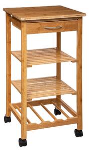 White Bamboo Kitchen Trolley Brown