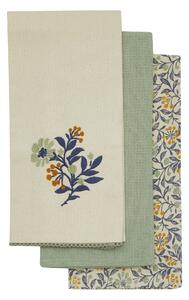 Pack of 3 Arts and Crafts Tea Towels Green, Blue and Yellow