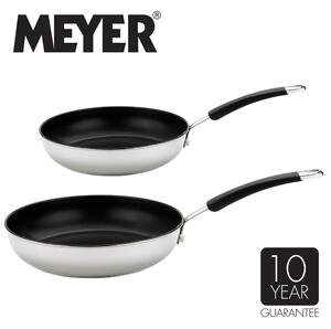Meyer Induction Stainless Steel Frying Pan Twin Pack Black/Silver