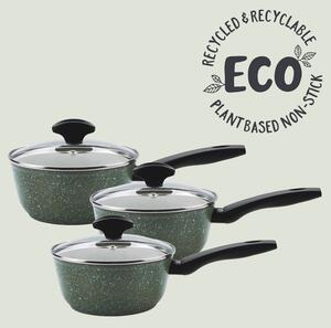 Prestige Eco 3 Piece Non-Stick Saucepan Set Green