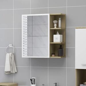 Bathroom Mirror Cabinet White and Sonoma Oak 62.5x20.5x64 cm Engineered Wood