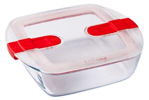 Pyrex Cook & Heat Square Oven Dish with Lid Clear and Red