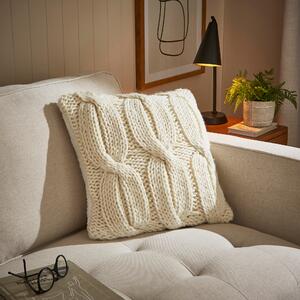 Cable Knit Square Cushion Cream