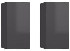 TV Cabinets 2 pcs High Gloss Grey 30.5x30x60 cm Engineered Wood
