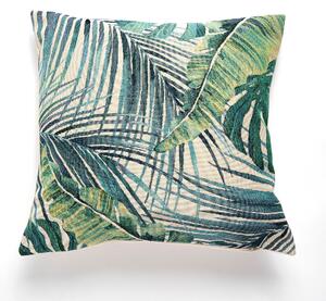 Palm Leaf Jacquard Cushion Green