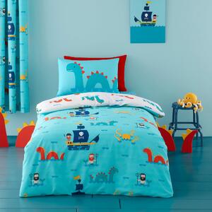 Cosatto Sea Monsters 100% Cotton Reversible Duvet Cover and Pillowcase Set Blue/Red/Yellow