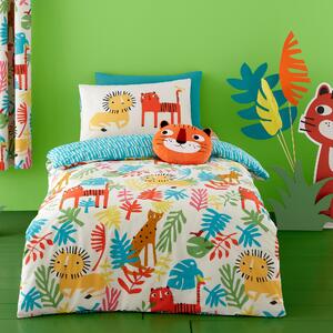 Cosatto Tiger Tropics 100% Cotton Reversible Duvet Cover and Pillowcase Set Blue/Red/Yellow