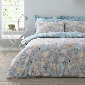 Elements Farley Grey Duvet Cover and Pillowcase Set Grey, Blue and Yellow