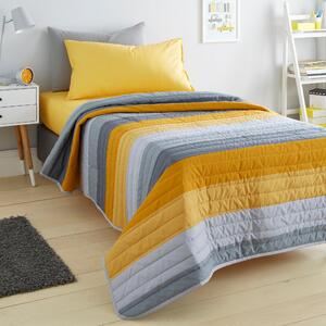Elements Striped Grey Bedspread Grey/Yellow