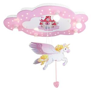 Castle children's ceiling light with a unicorn