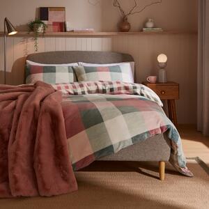 Ludhan Checked Fleece Blush Duvet Cover and Pillowcase Set Blush