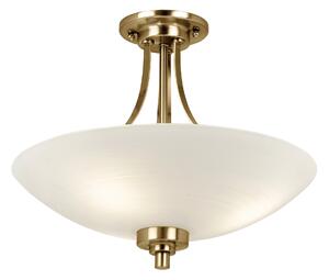 Vogue Welles 3 Light Flush Ceiling Fitting Brass Brown and White