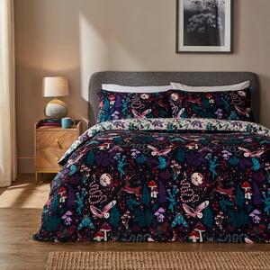 Magical Garden Fleece Duvet Cover and Pillowcase Set Purple