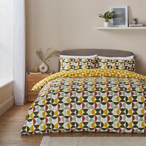 Sten Brushed Cotton Duvet Cover and Pillowcase Set Multicoloured