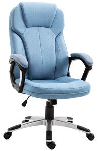 Vinsetto Office Chair, Linen Fabric, Height Adjustable, Padded Armrests, Tilt Function, Home Office, Blue