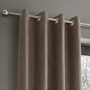 Catherine Lansfield Faux Suede Mink Eyelet Curtains Mink