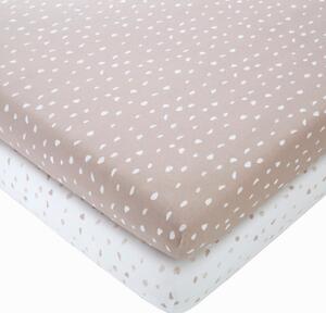 Set of 2 Spotted 100% Cotton Jersey Fitted Sheets