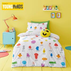 Young Minds Choose Your Happy 100% Cotton Reversible Duvet Cover and Pillowcase Set Blue/Green/White