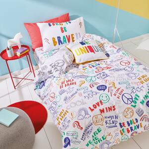 Born To Be Brave 100% Organic Cotton Duvet Cover and Pillowcase Set Red/Green/Blue