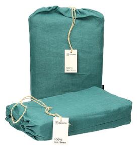 Linen bed clothing 220x200 emerald green