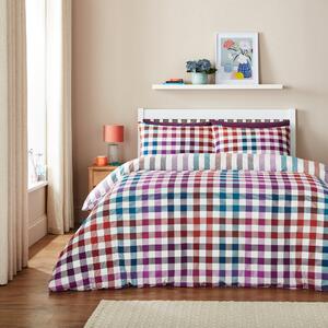 Autumn Brushed Check Brushed Cotton Duvet Cover and Pillowcase Set Multicoloured