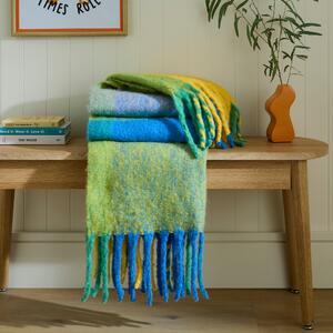 Elements Check Mohair Throw 130cm x 180cm Green