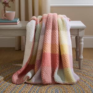 Sherpa Cosy Grid Throw with Contrast Stitch 130cm x 180cm MultiColoured