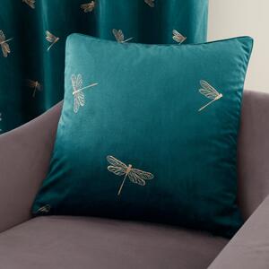Dragonfly Foil Charm Blue Cushion Blue/Beige