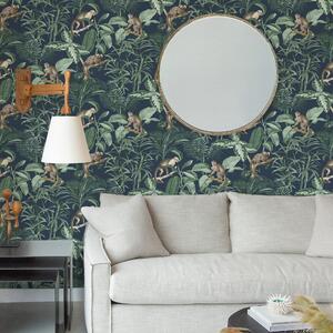 Nu Wall Self Adhesive Jungle Luxe Navy Wallpaper Blue