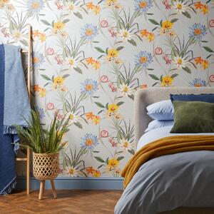 Tropical Floral Light Blue Wallpaper Blue/Yellow/Pink