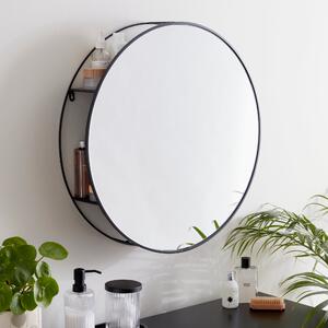 Apartment Round Mirror Storage, 60cm Black
