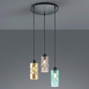 Swirl hanging light, glass lampshades 3-bulb round