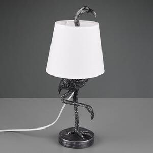 Lola table lamp with flamingo figure, silver/white