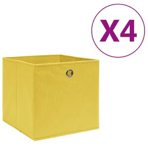 Storage Boxes 4 pcs Non-woven Fabric 28x28x28 cm Yellow