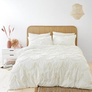 Scallop Ruffle Duvet Cover and Pillowcase Set Ivory
