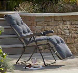Padded Foldable Charcoal Lounger Charcoal