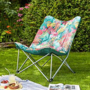 Tropical Print Padded Butterfly Chair Multi Coloured