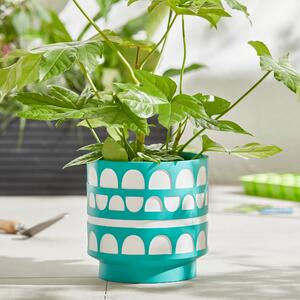 Elements Small Green Patterned Planter Green/White